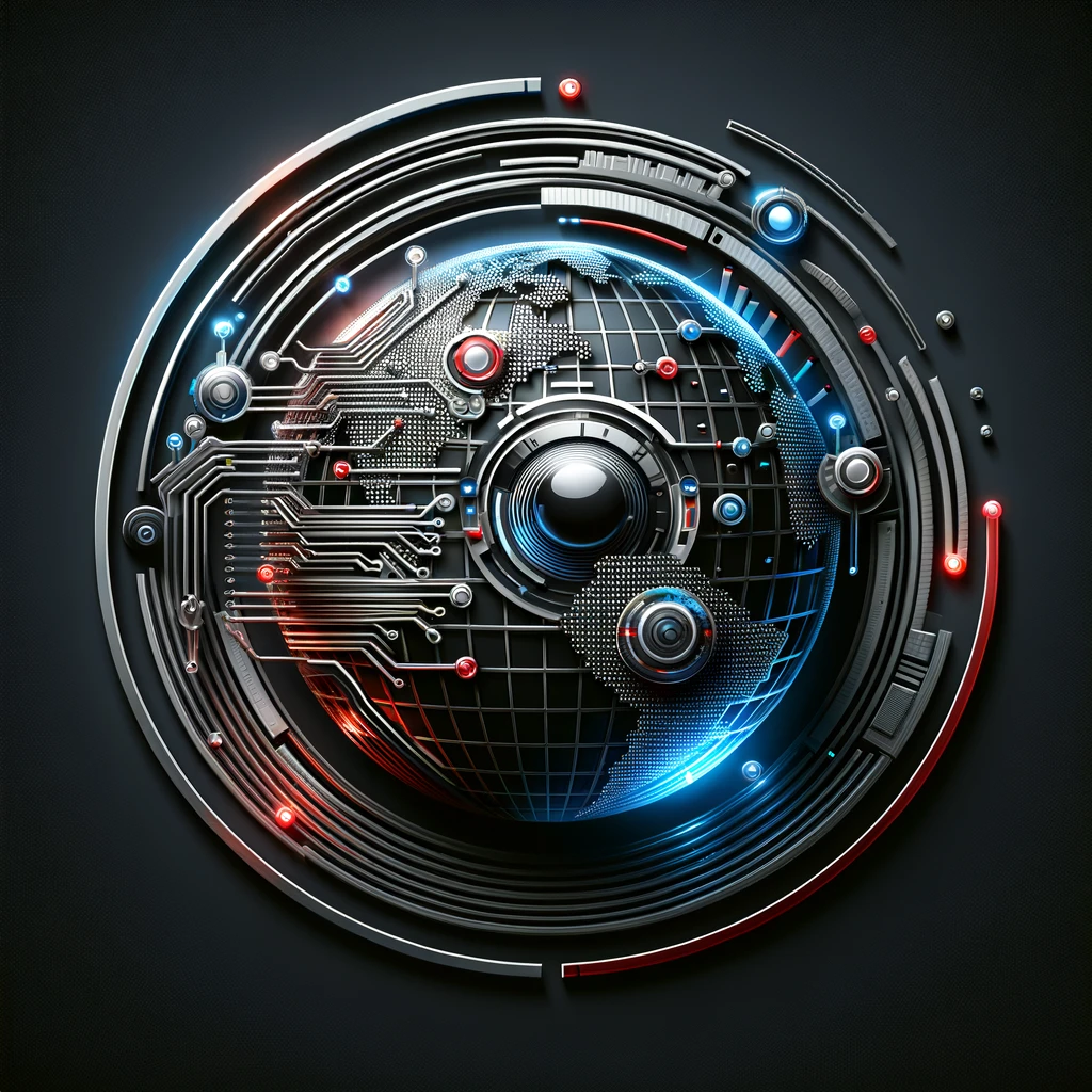 A futuristic globe with technological elements representing artificial intelligence, cloud computing, and data engineering, tailored for a tech news portal.