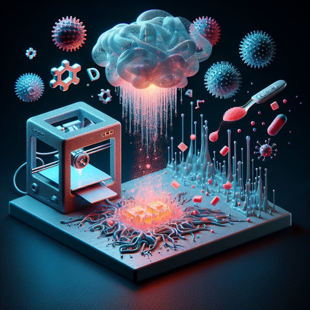 Representação visual da tecnologia de impressão 4D