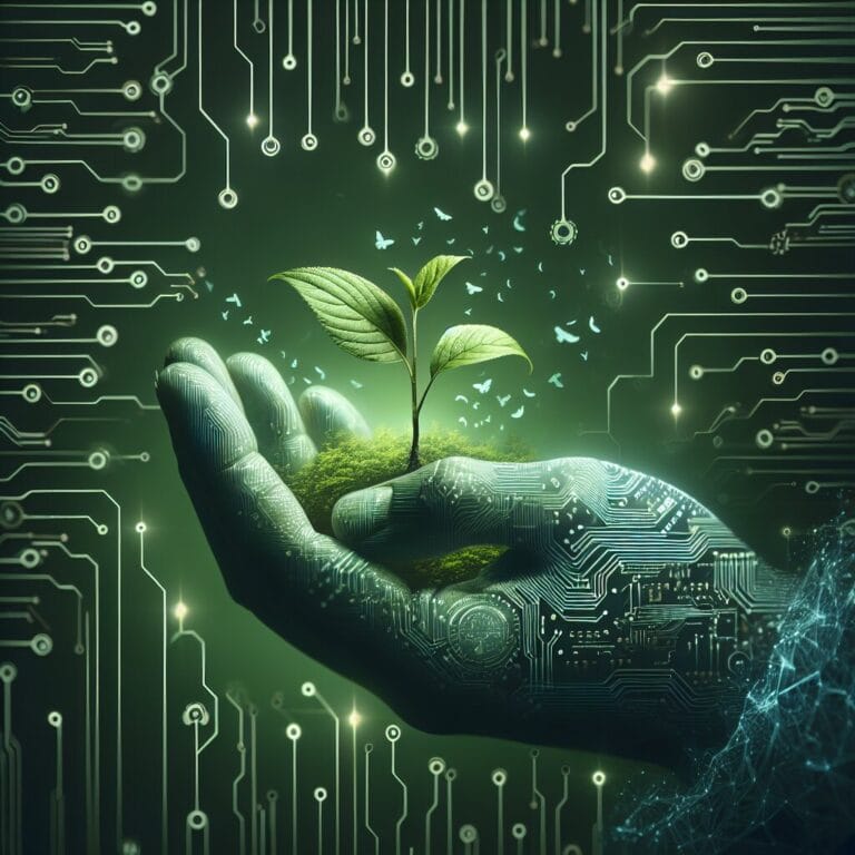 Sustainable app development icon representing a green mobile future.