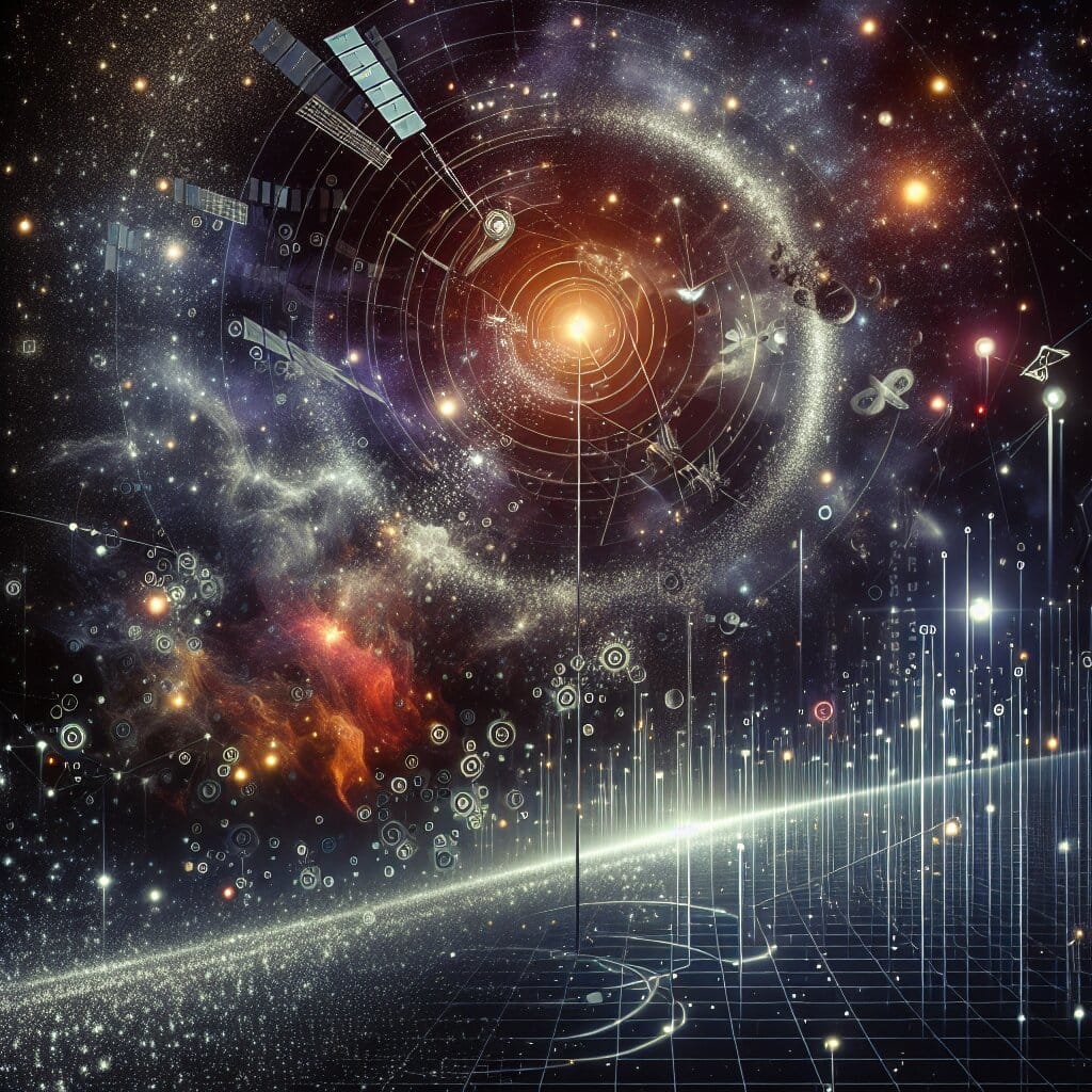 Visualization of the Euclid mission probing the dark universe.